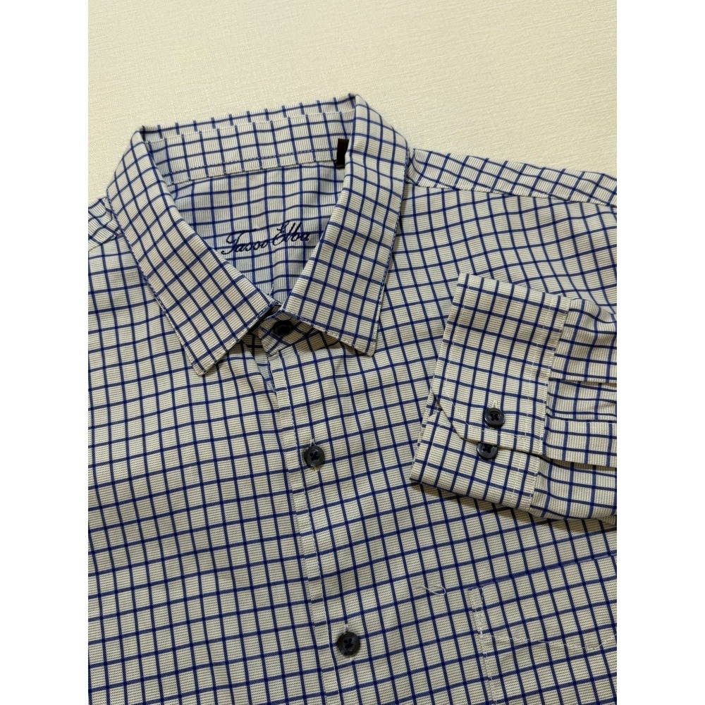 Tasso Elba Essential Woven Men's Size 2XL White Blue Plaid Check NWT $60